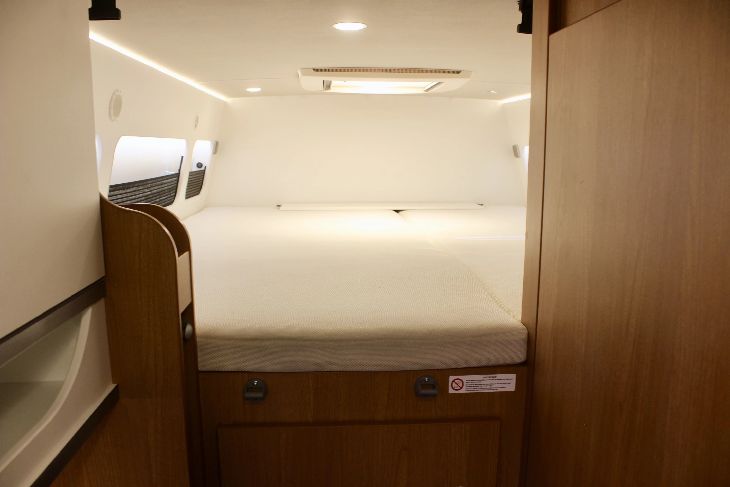 We didn't try crawling into it, but it doesn't look like the most comfortable motorhome bedroom around