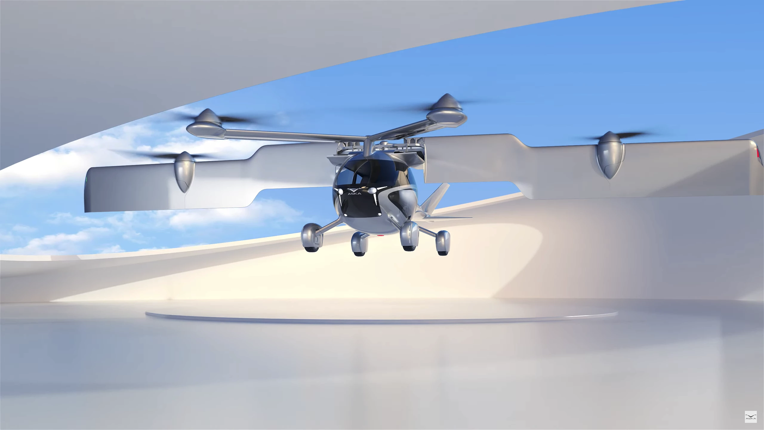 The entire wing tilts upward for VTOL operations
