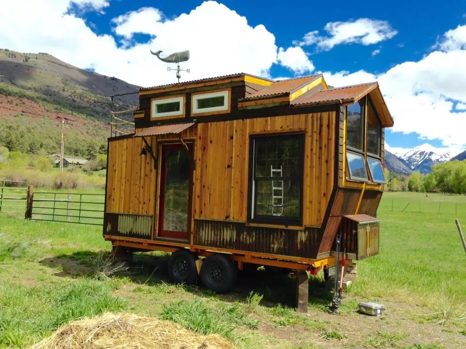 The tiny house can also be outfitted with solar power and batteries if the owner wishes to go fully off-the-grid