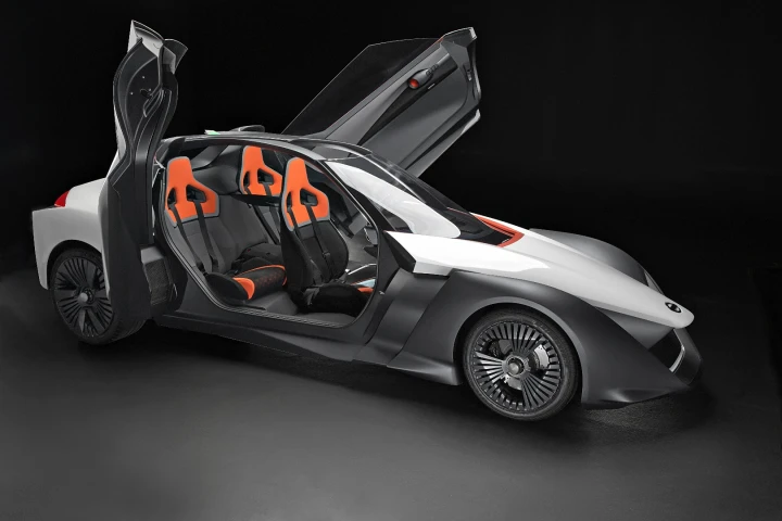 The striking open cockpit design with its wedge shape is accented by dihedral (aka “reverse-butterfly”) doors that open back and up