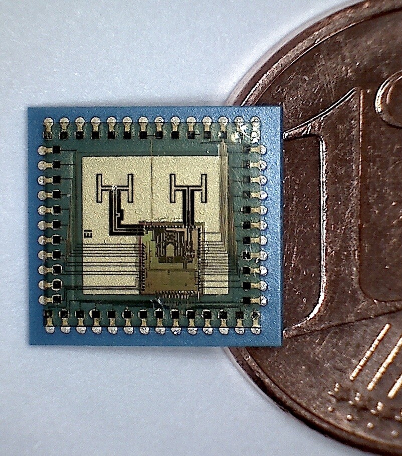 The radar chip (pictured) is being touted as “the smallest complete radar system in the world”