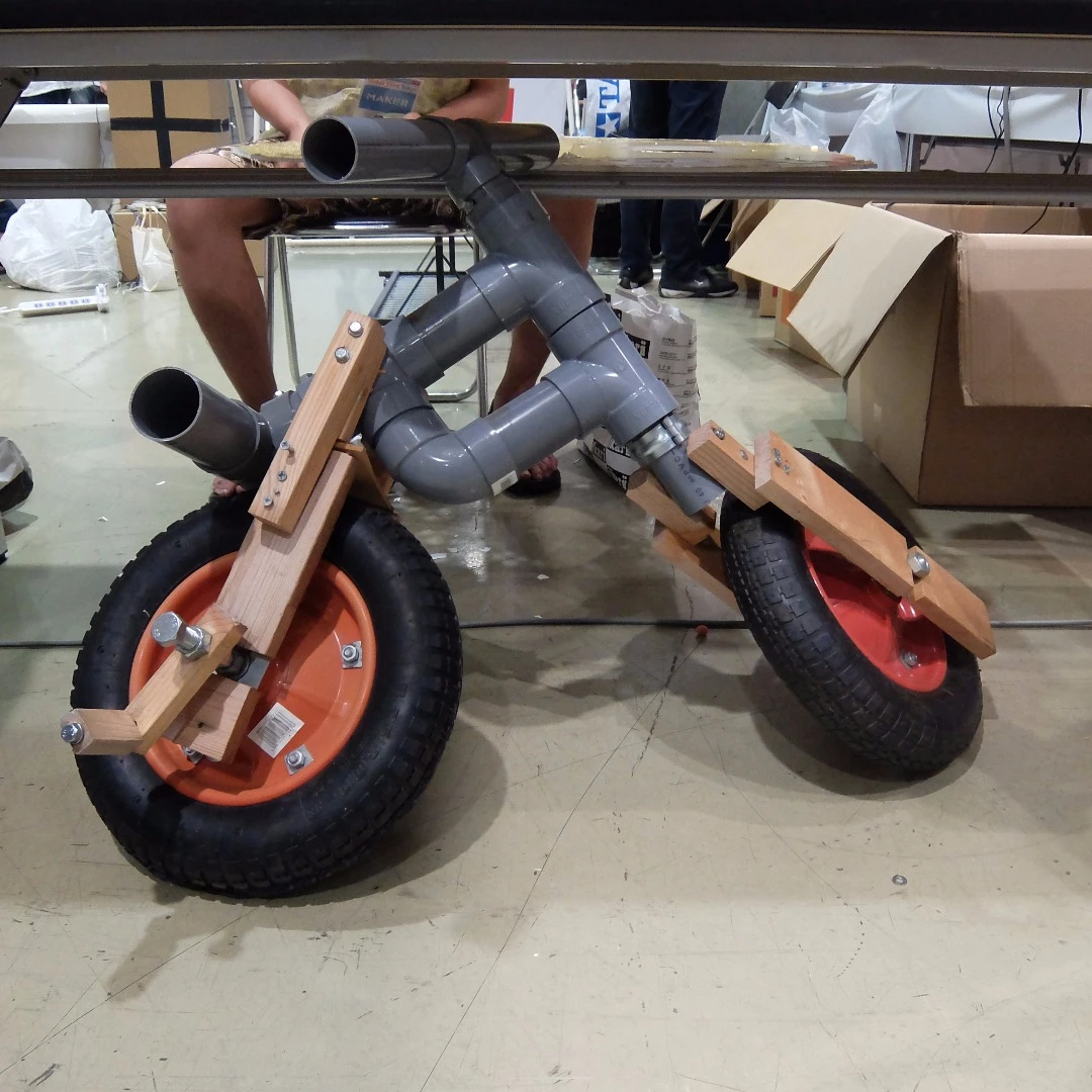 The Maker Faire isn't all about servos and 3D printing – this polypipe-framed bike is a case in point