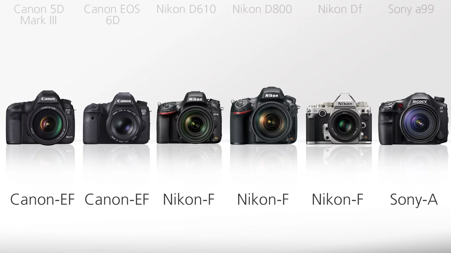 No surprises here, all of the cameras use the expected lens mount of their respective manufacturers