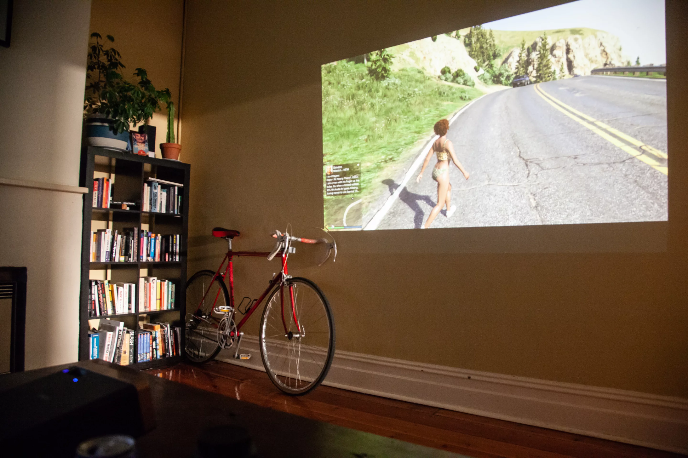 It is hard to tell from these photos, but the Epson EF-100 works well in rooms with a bit of natural light