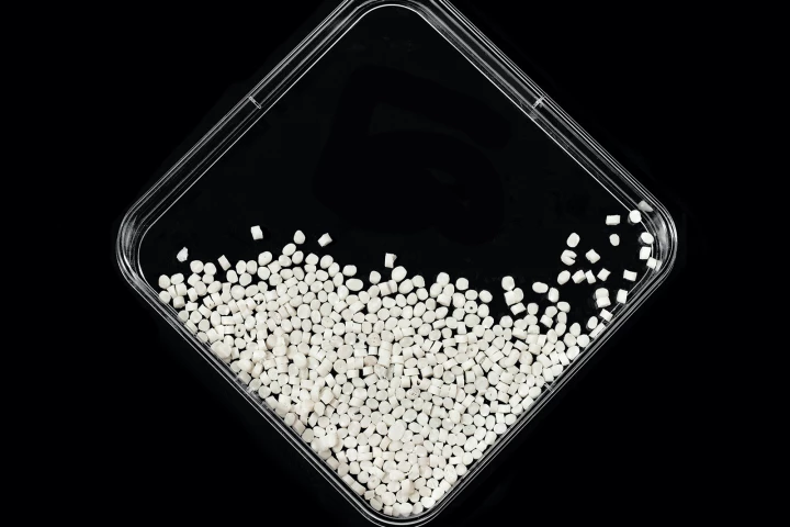 Pellets of the bacterially produced polyhydroxybutyrate