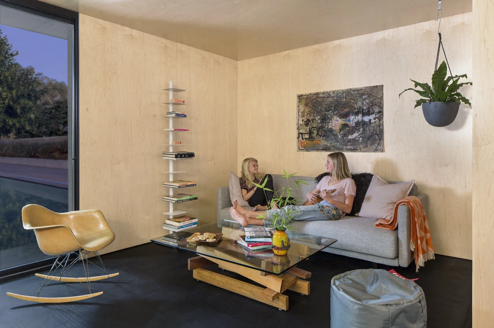 Living area inside the Plús Hús flatpack home