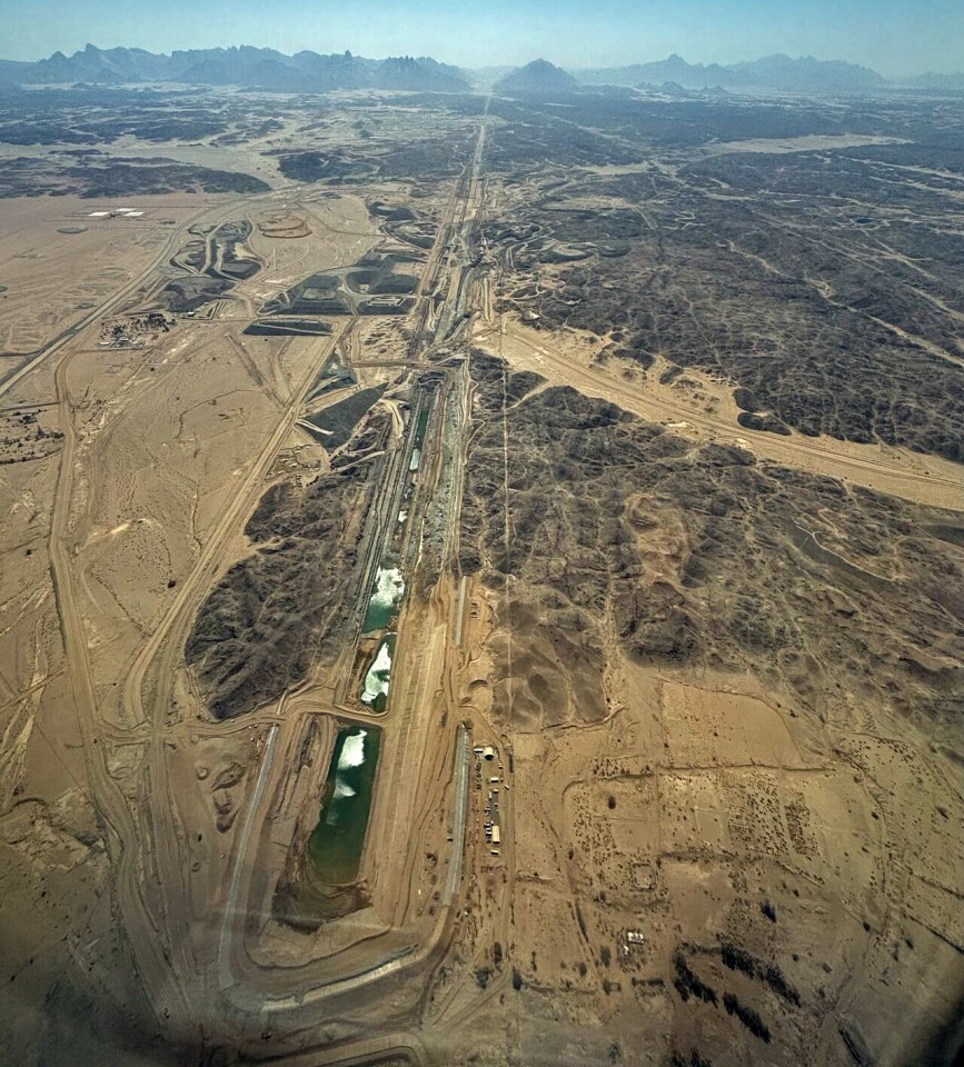 Helicopter photo taken by Giles Pendleton showing recent work on The Line