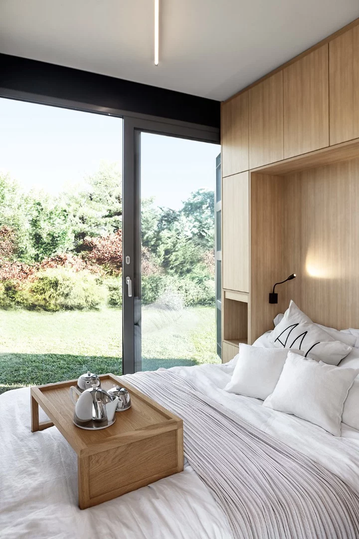 View from the bedroom in the Cocoon Modules shipping container house