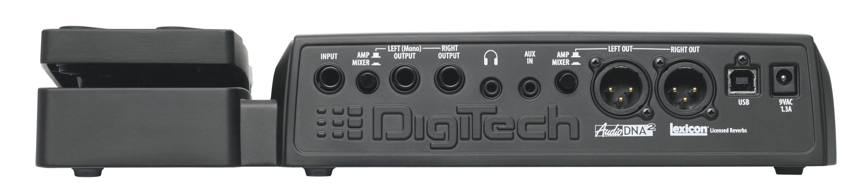 The rear of the BP355 showing all in the ins and outs, including a 6.4mm (0.25-inch) input jack and 6.4mm and XLR stereo outputs