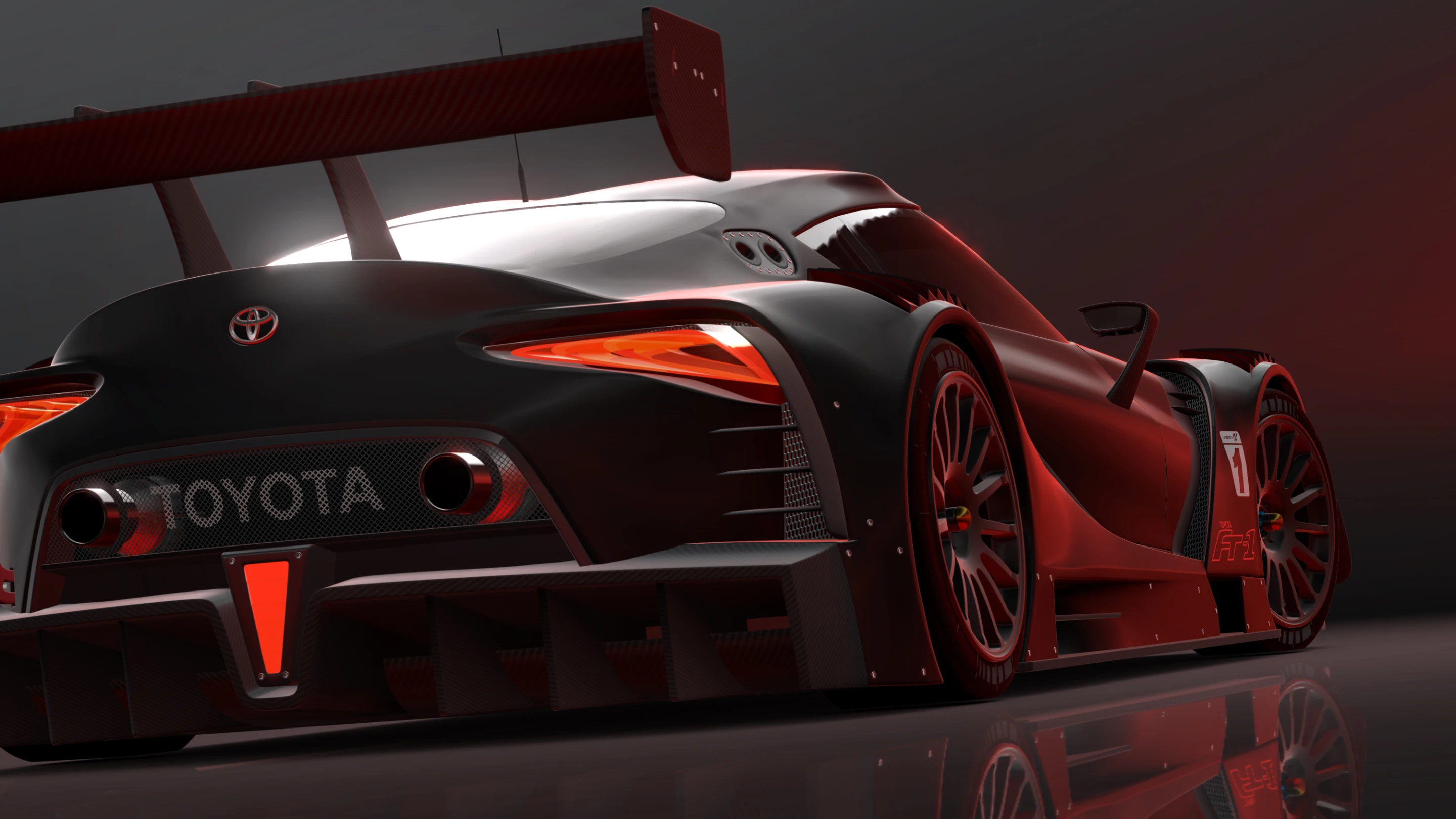 A huge wing and diffuser dominate the rear of the Vision GT