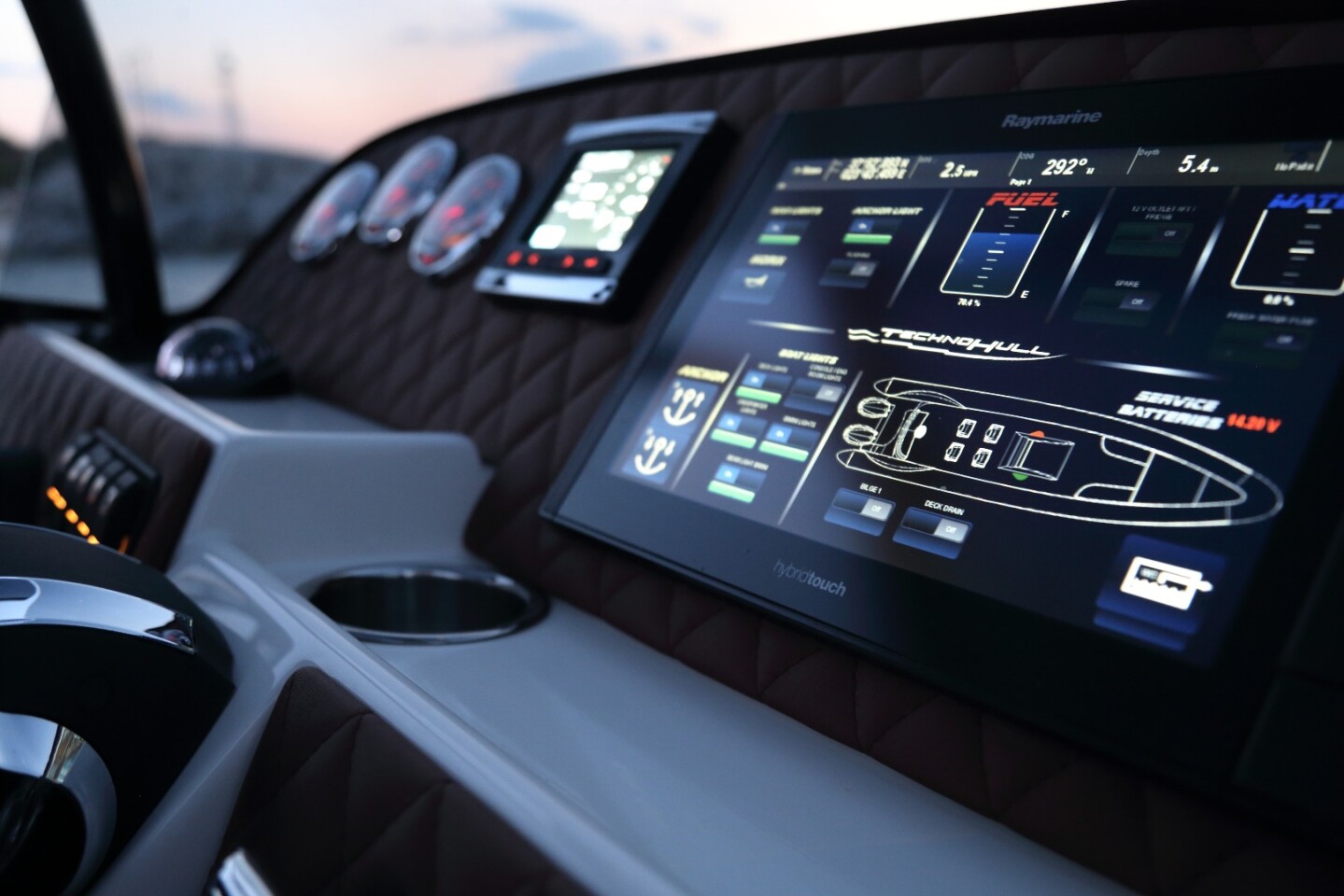 The screen in the Technohull 999 Sea DNA controls all the major functions, from pumping the deck to checking the battery