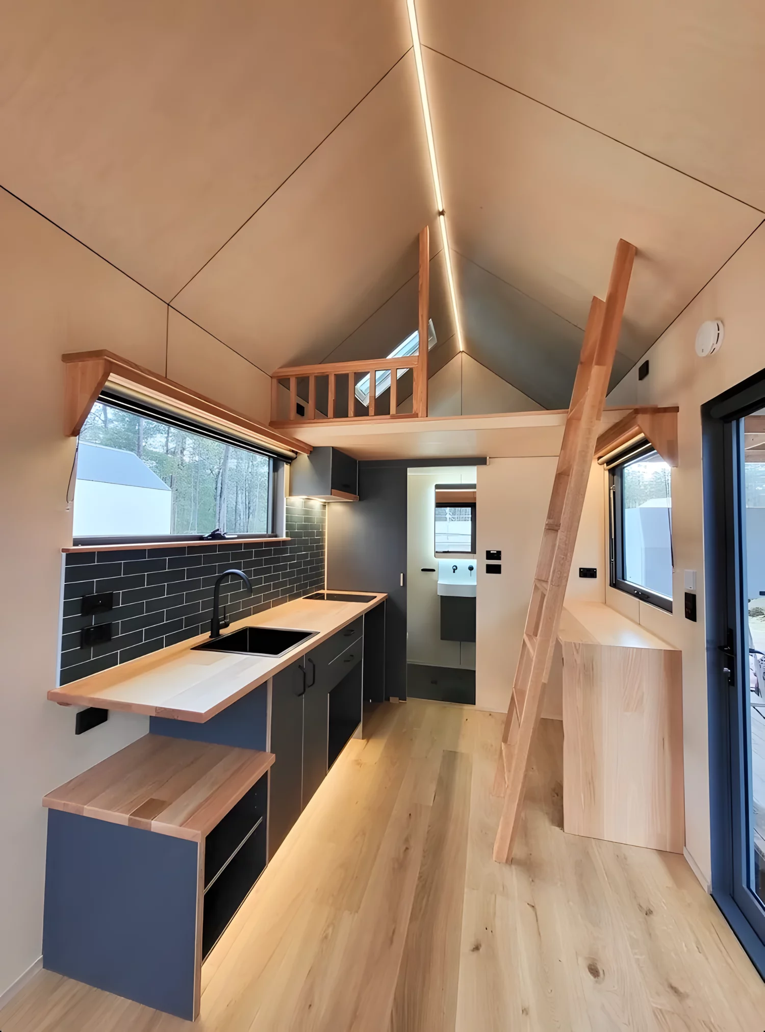 The Gunyah Modern's interior features a light-filled and modern decor