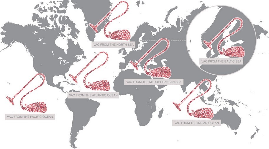 Campaign map showing the areas where waste plastic was collected to provide the raw materials for the special demonstration vacuum cleaners