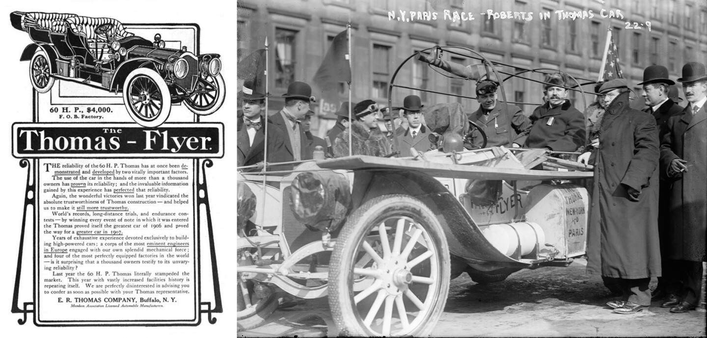 The winning Thomas Flyer was a production car in every respect and "It shows the American car is on par with the foreign machine, and it marks the beginning of the end of the European supremacy," claimed Robert Lee Morell at the Auto Club of America at a luncheon upon the car's arrival in the US.