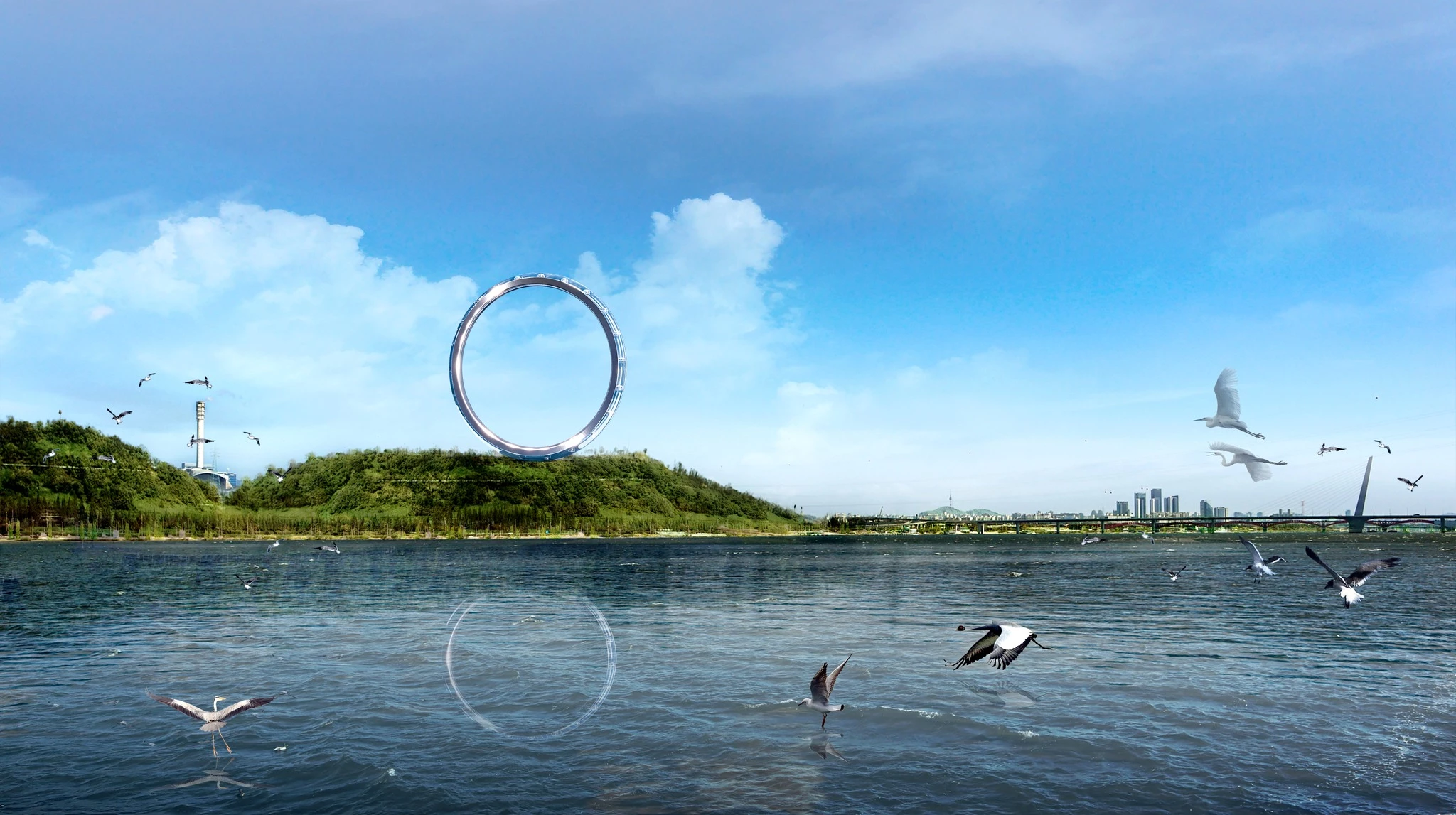 The Seoul Ring will be located in Haneul Park, on Seoul's man-made Nodeul Island, which is close to the North Korean border