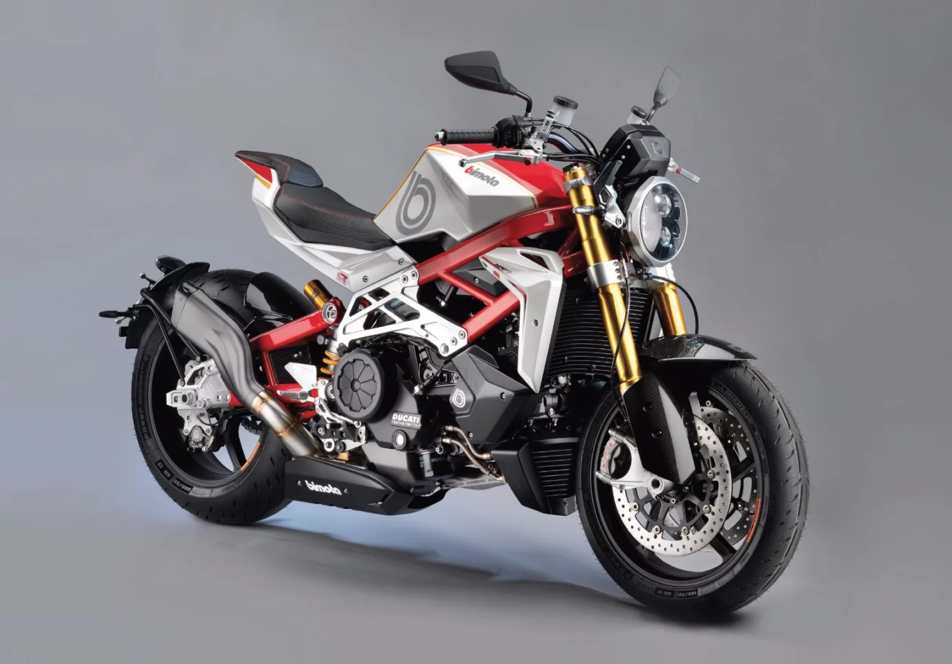 This is the Bimota version of the XDiavel, or at least a complete rethink using just the Testastretta 11-degree motor from the XDiavel to create the Bimota Impeto. Even though Bimota has created an entirely new frame for the Impeto, the frame members still make up a major part of the motorcycle's visually arresting look. For those who like the look, the Bimota Impeto can be ordered with or without a supercharger, giving it 190+ hp if you so desire.