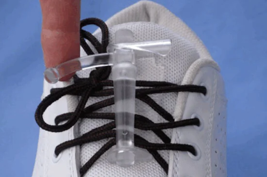 Lace-amatic helps with tying and tightening laces and makes slipping on and off laced-up shoes a little easier