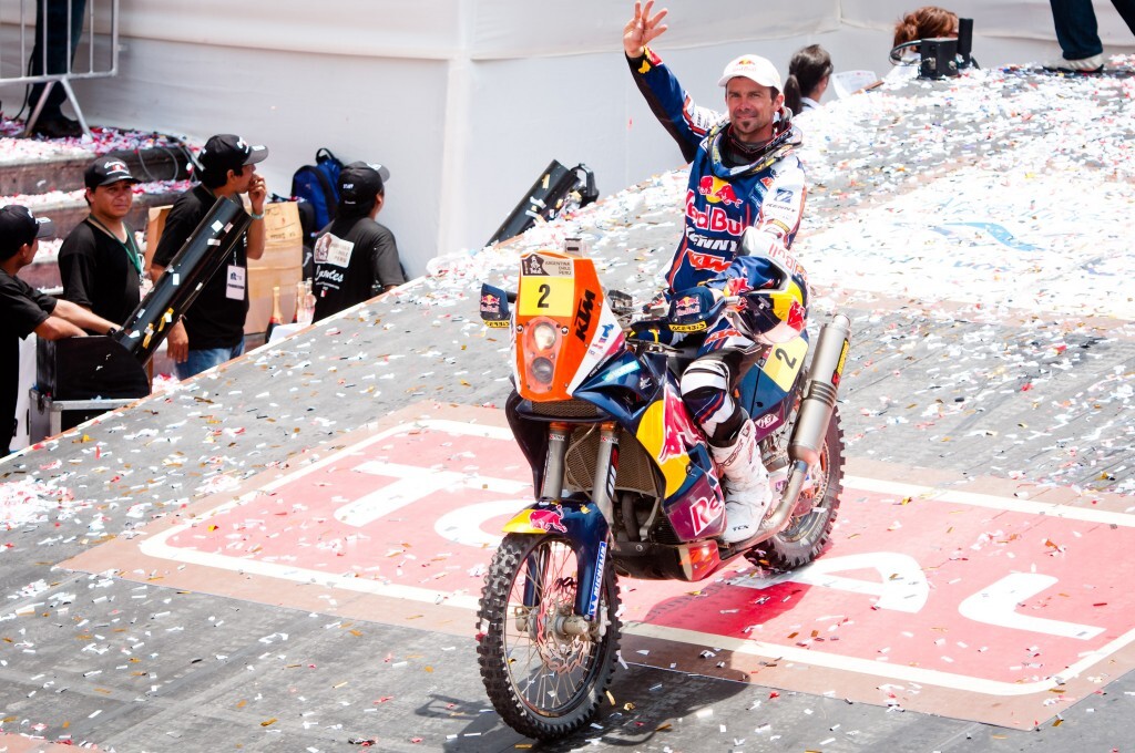 Cyril Depres crosses the line for his fourth Dakar win. Image: KTM