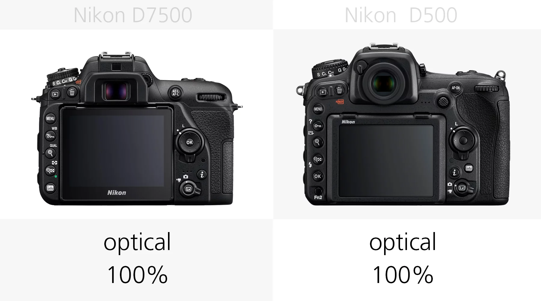 The viewfinders of the Nikon D7500 and Nikon D500 compared