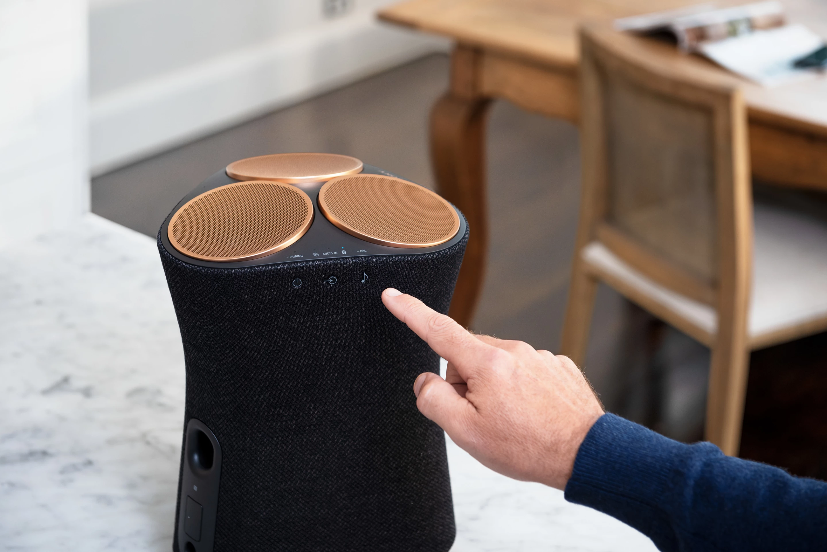 There are on-device controls, or listeners can use a companion mobile app