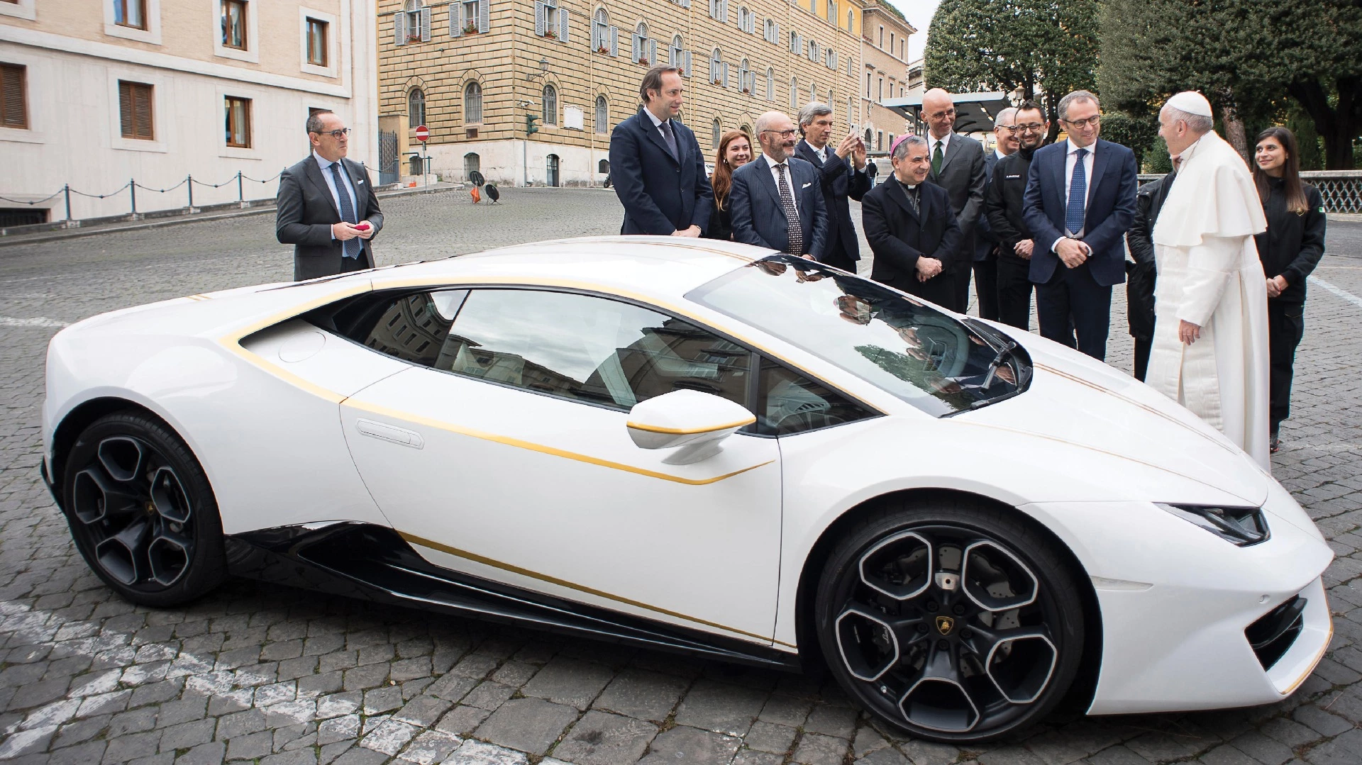 To be sold at RM-Sotheby's Monaco Auction on May 12, 2018, this 2018 Lamborghini Huracán Coupé was given to the Pope, who asked that it be sold for the benefit of charity. All proceeds from the sale of the car will be donated to the Vatican, which will allocate the funds to charities of its choice.