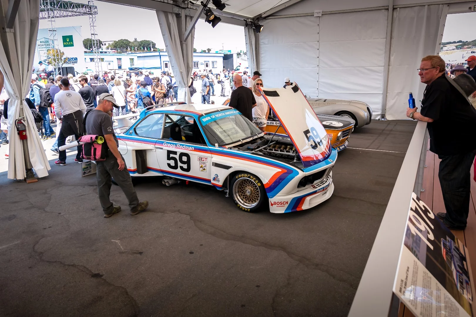 Profile view shows off the aluminum skinned 1975 3.0 CSL's very serious duct-work and fender modifications