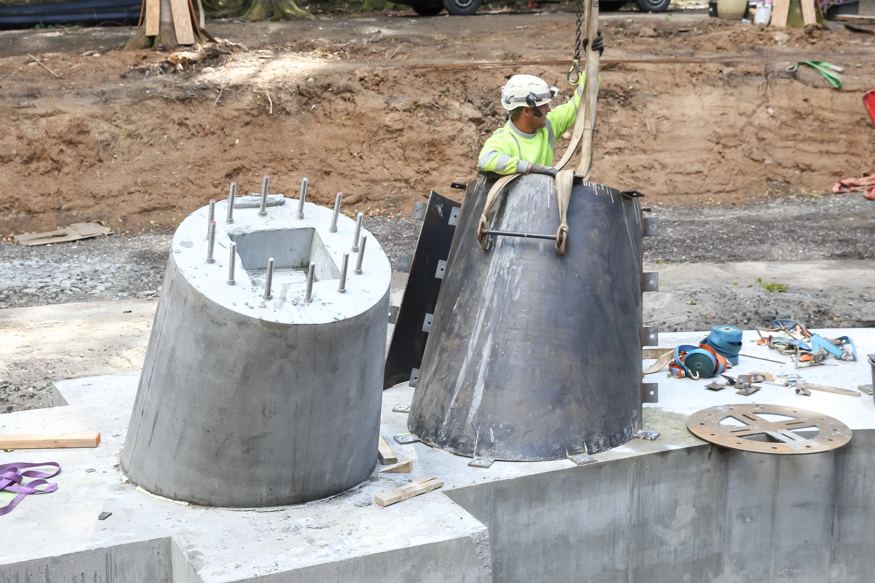 Construction photo of the Camp Adventure Tower