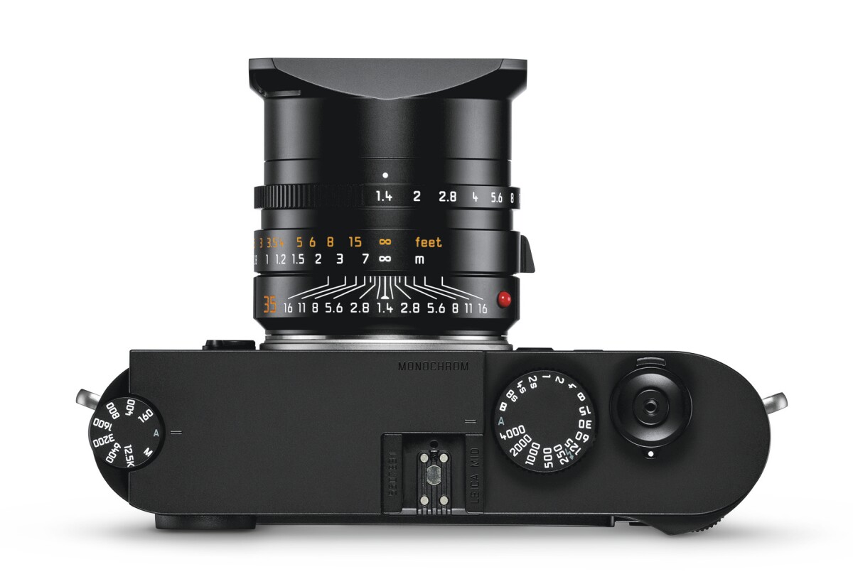 Top view shows an ISO adjustment dial to the left