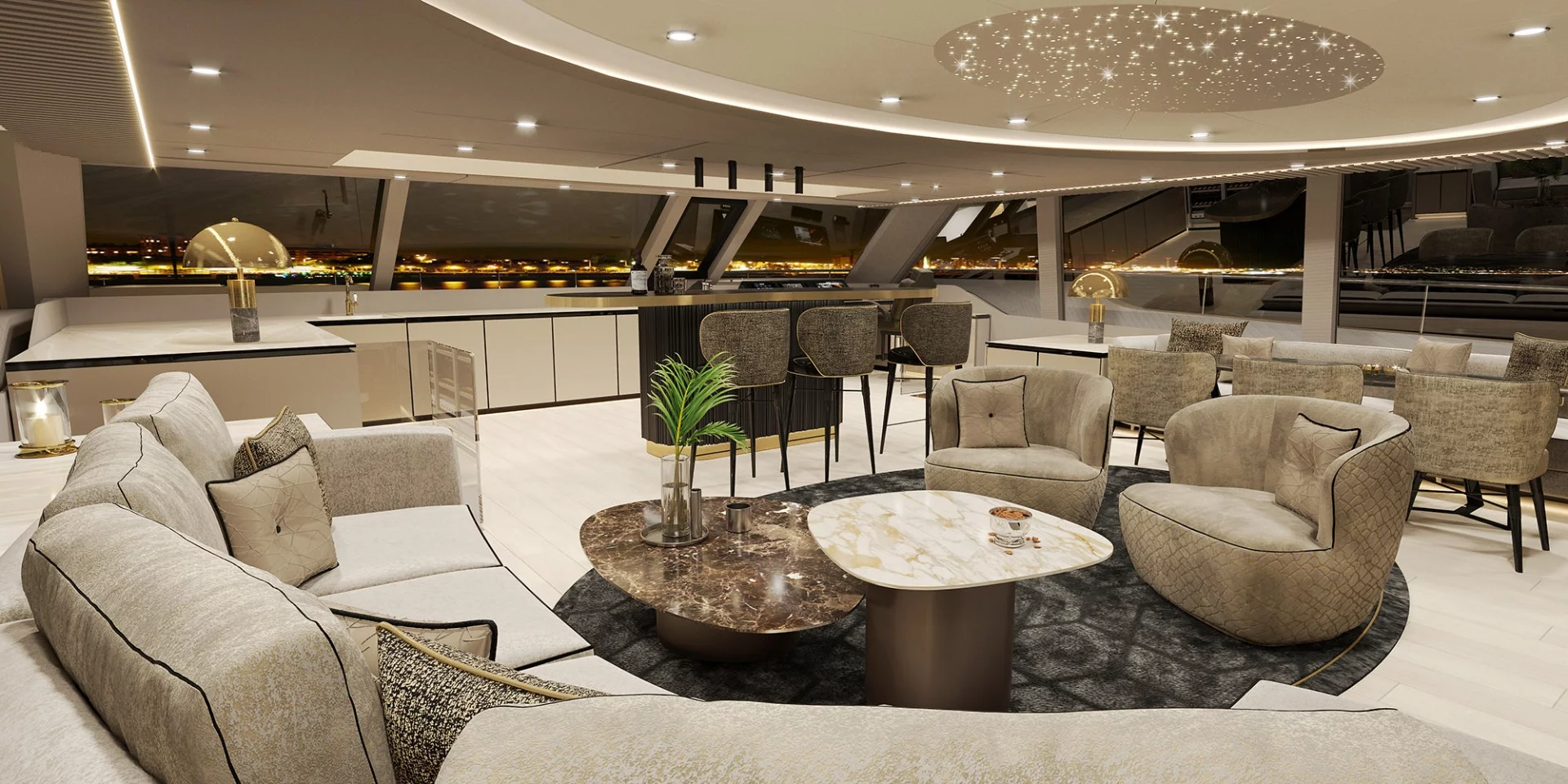 Entertaining space aboard the 80 Sunreef Power yacht