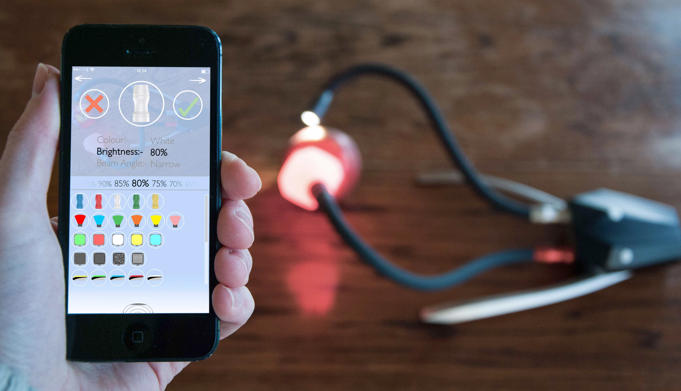 An Adaptalux app for iPhone, Android and Windows phones is in the works to let users share their lighting set-ups