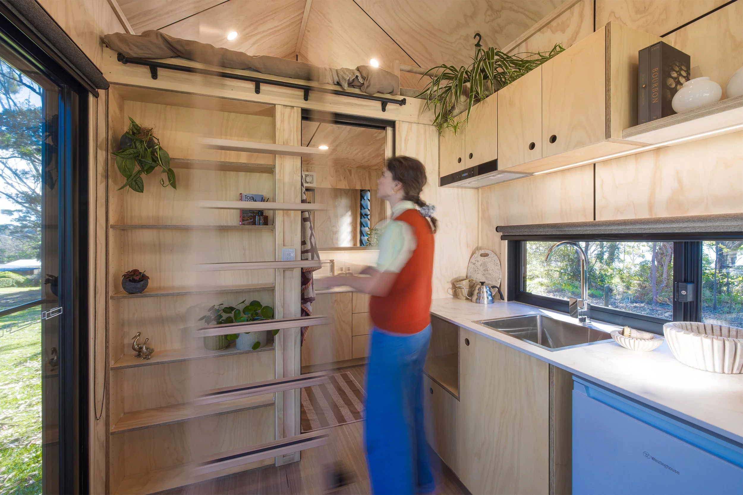 The Five Four is accessed by a sliding glass door and has generous glazing, helping fill the interior with natural light