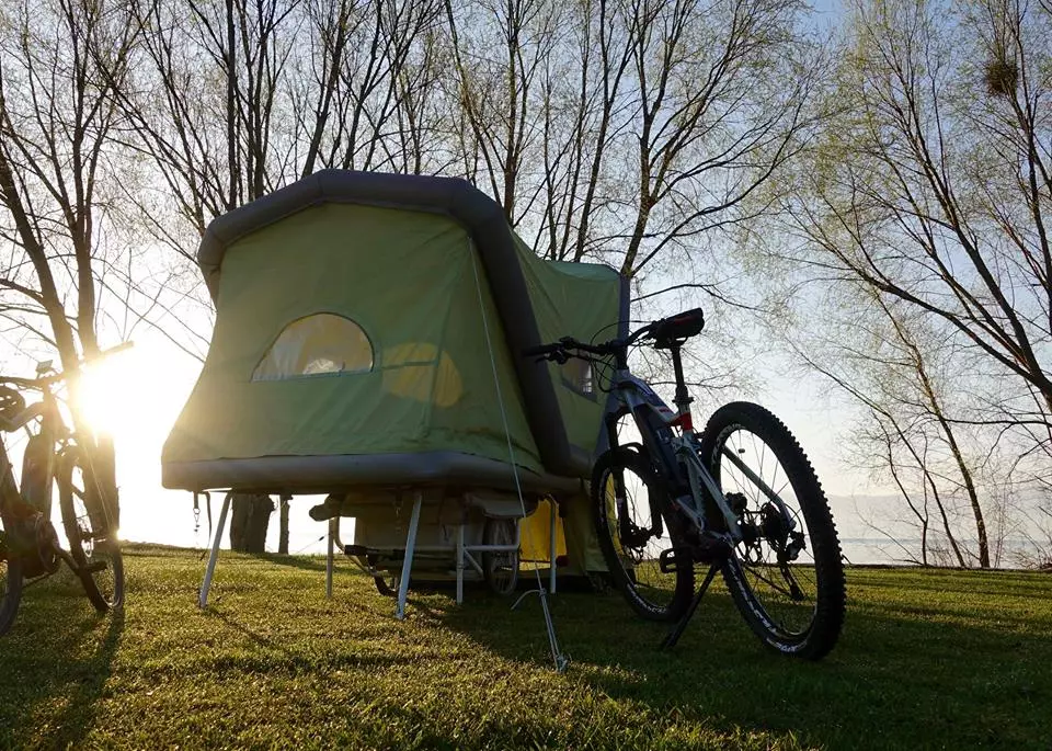 The B-Turtle inflates into shape to create a cozy home away from home