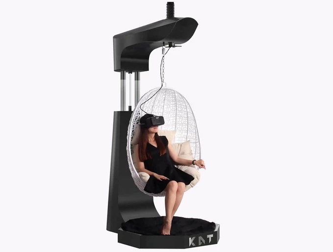 The Kat Walk VR treadmill has an optional hanging chair for relaxing in or out of virtual reality