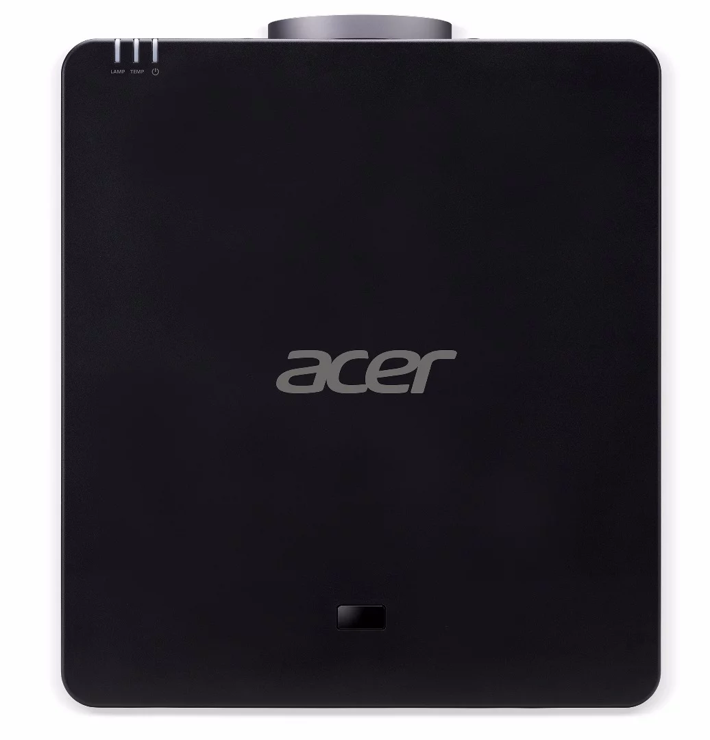 Top view of the Acer P8800 DLP projector, with a central lens design and a brightness of up to 5,000 lumens
