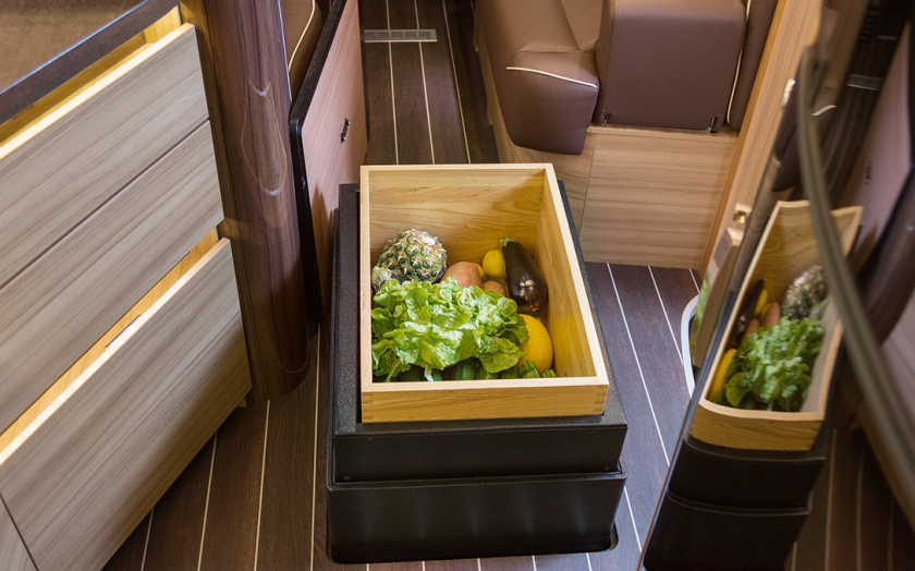 The retractable storage drawer saves space while delivering convenient storage