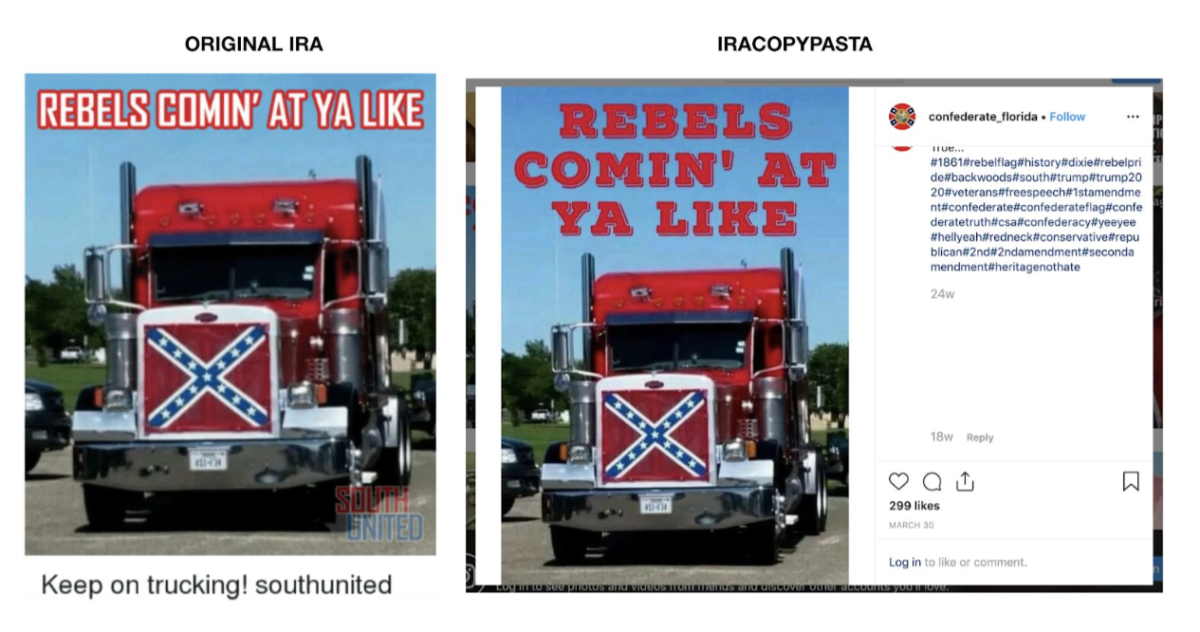 An example in the Graphika report showing how a meme previously identified as coming from Russian sources in 2016 has been repurposed by similar Russian agents in 2019.
