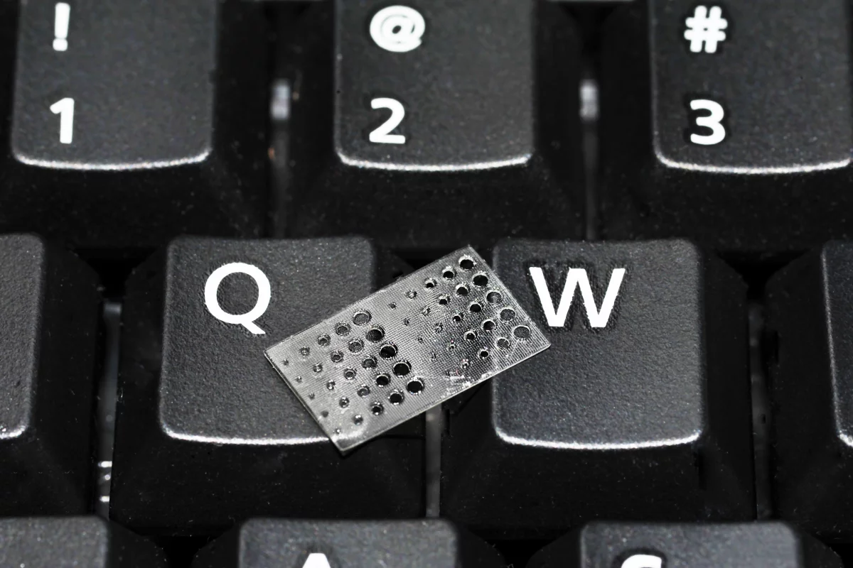 Test structure inserted into lab rats as part of the program to develop neural interfaces for prostheses (Image: Sandia Labs)