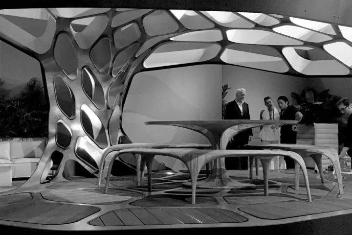 The Volu Dining Pavilion on display at Design Miami