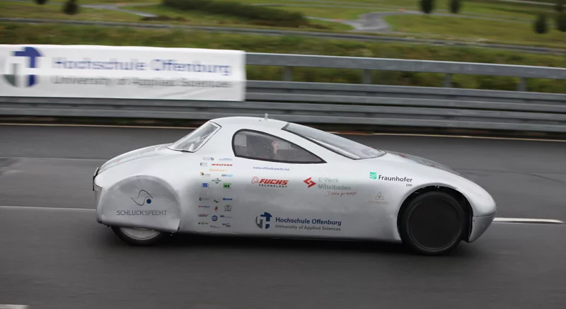 The world record-breaking Schluckspecht E electric vehicle at the Bosch test track
