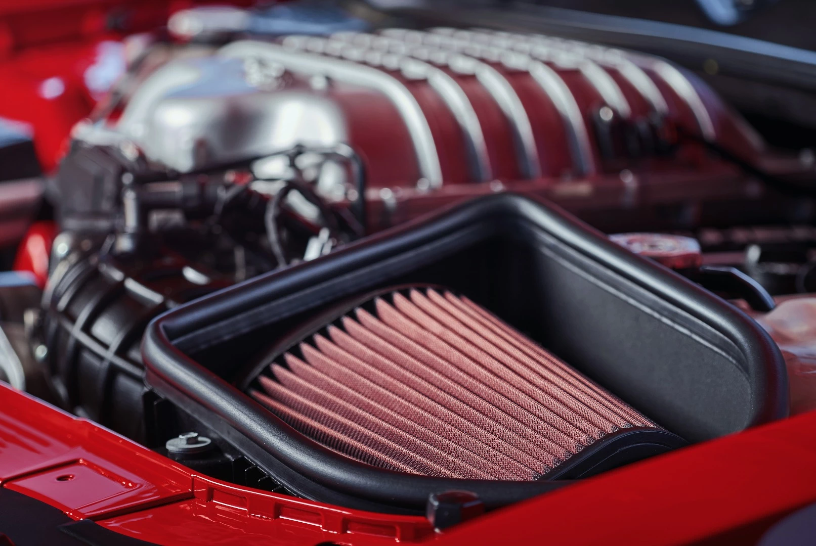 The cold-air intake on the Demon is the largest ever fitted to a production car
