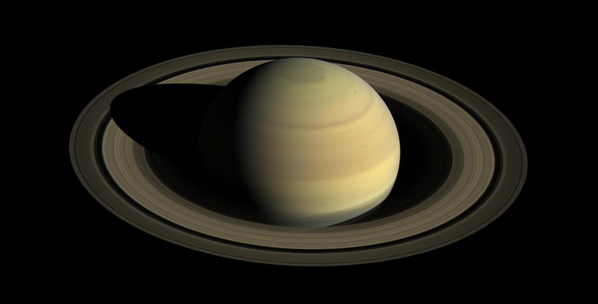 Image of Saturn and its rings as captured by Cassini in mid-2004