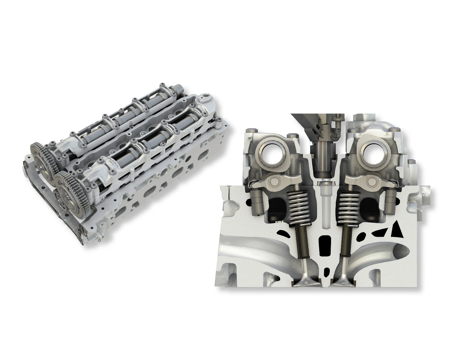 The dual cams are closely mated to compact the engine as much as possible