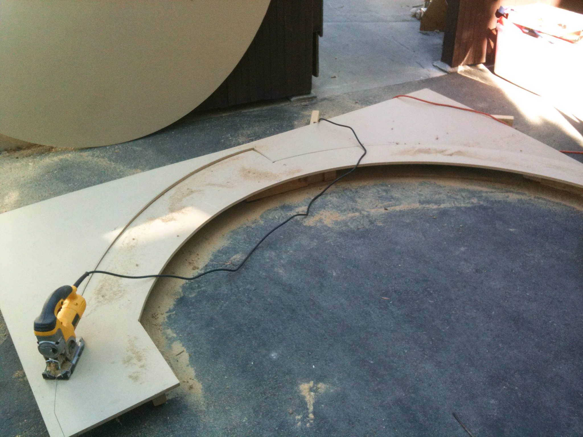 Sections of the plywood cutouts used in building the vessel (Photo: Chris Robinson)
