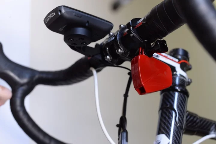 The PowerPod weighs just 32 grams, and is mounted under the handlebars