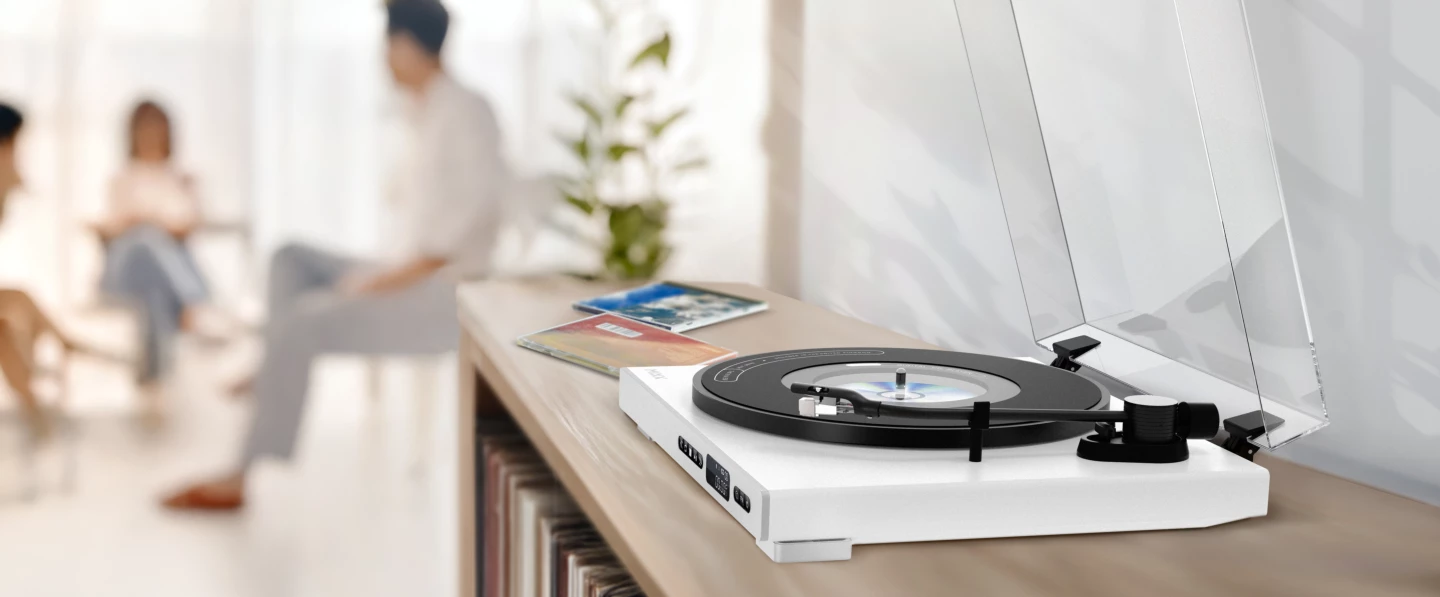 The Analog+ can be had in either black or white, and rocks a retro minimalist design