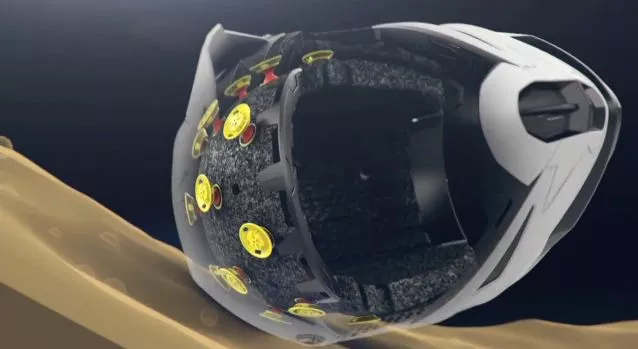 The ATR-1 helmet features an internal suspension system, allowing it to absorb a wider range of impacts than a regular helmet