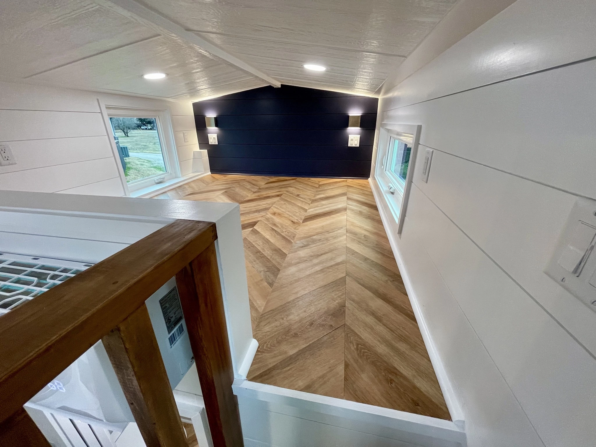 The Lady Bird's upstairs bedroom is a typical loft with a low ceiling