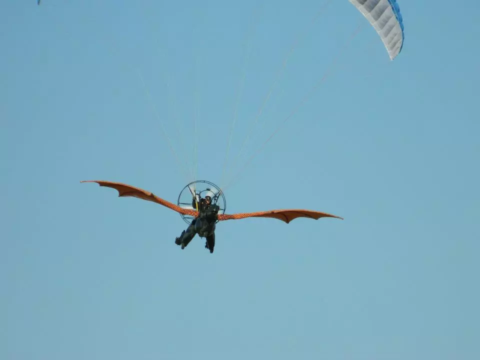 This past summer, passersby near a small airport in California spotted a winged dragon going for a series of test flights (Photo courtesy Tammy Jackson-Zaninovich)
