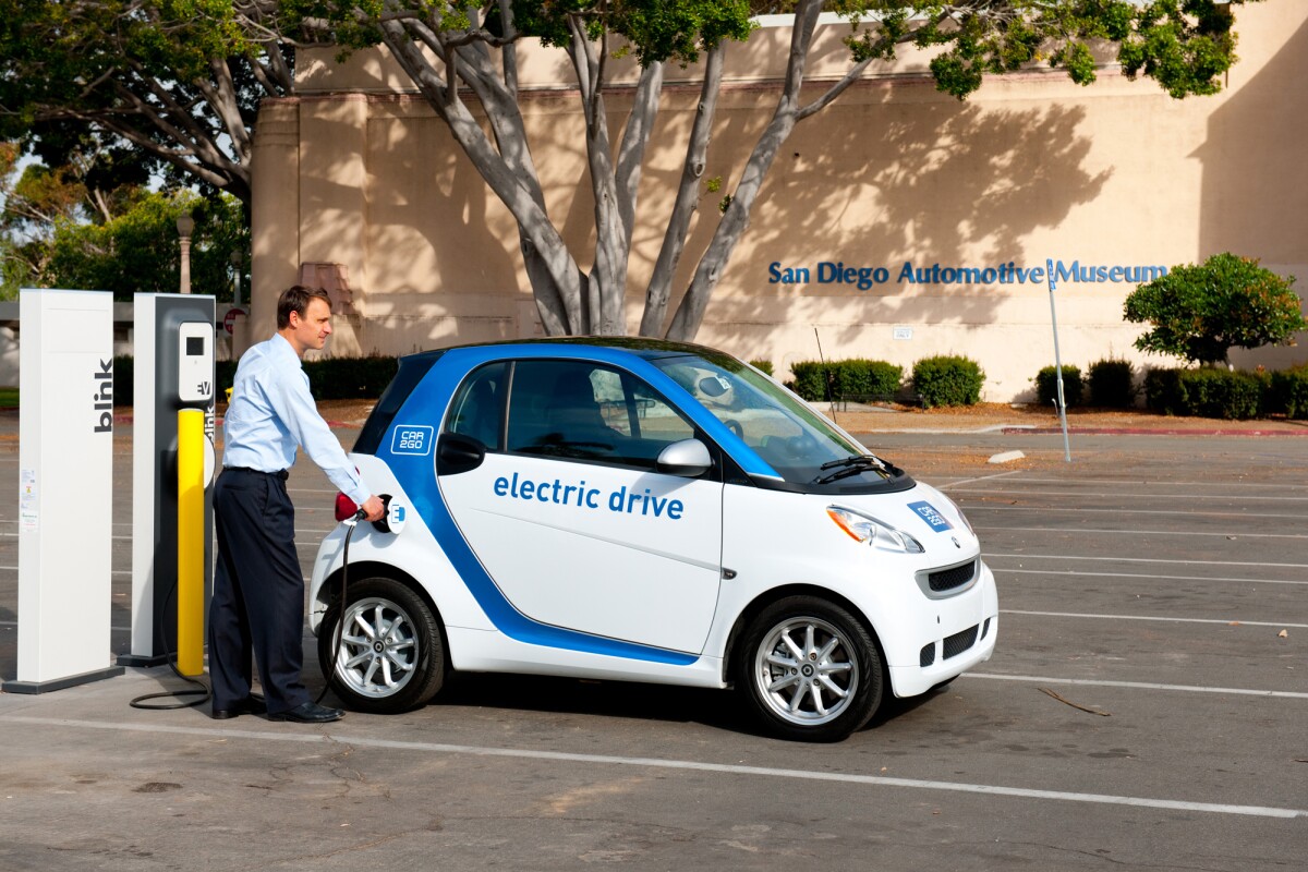 car2go charging at the San Diego Automotive Museum Blink electric charging station