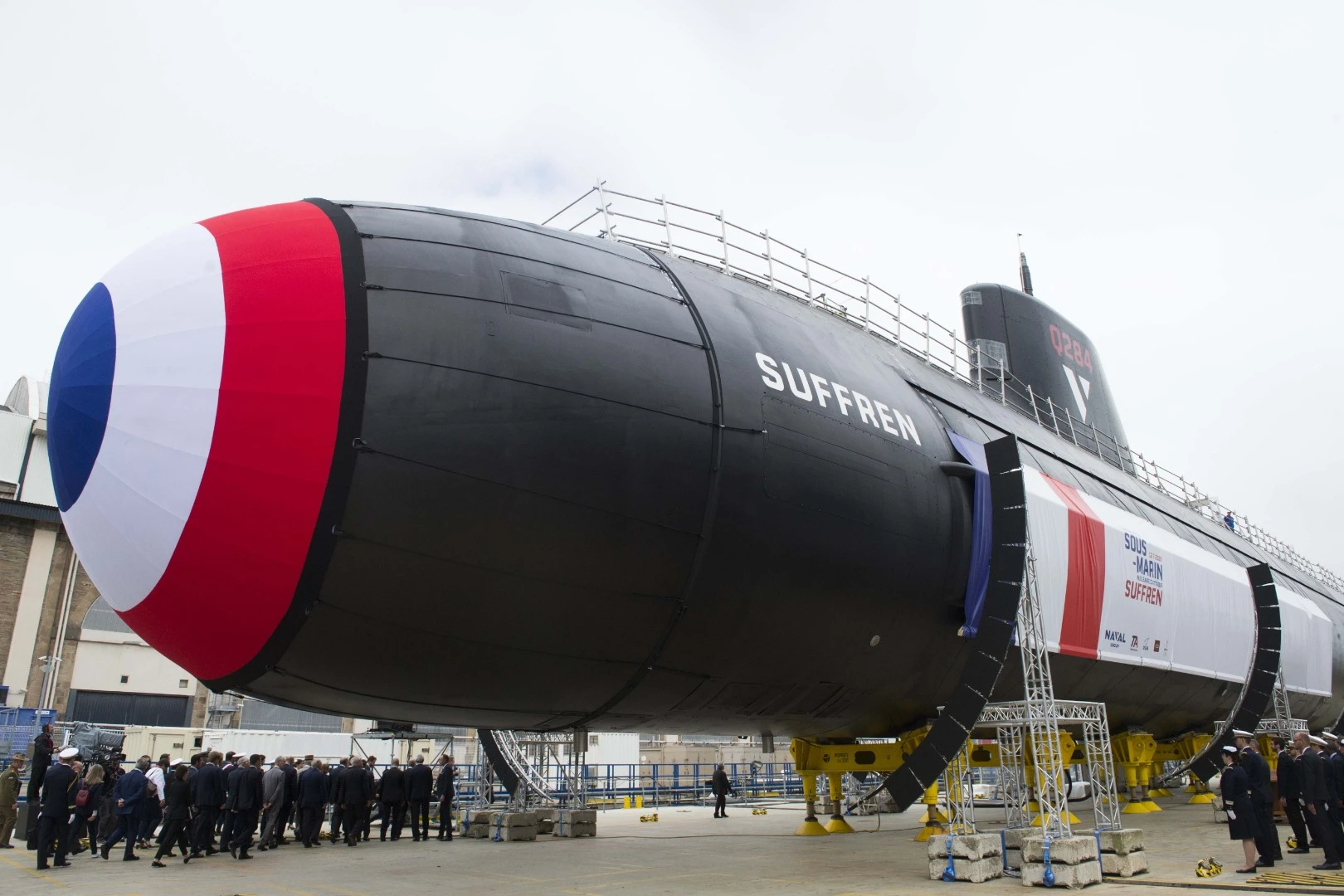 The Suffren is being moved to a dry dock for final tests before going afloat